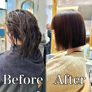 ミディアム カラー 髪質改善【縮毛矯正】 北千住で美髪に導く人のヘアスタイル