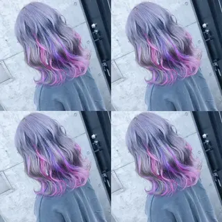 セミロング カラー ヘアアレンジ キッズ 💟Chloe原宿店 🩶ハイトーンのヘアスタイル