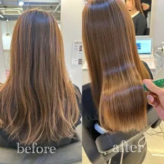 セミロング 韓国ヘア特化 前髪クロスパーマのヘアスタイル