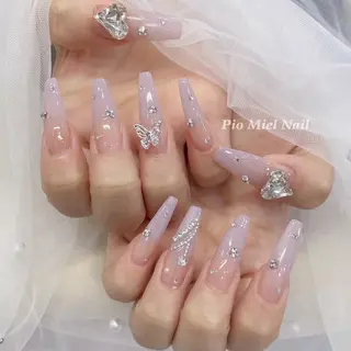 ロング カラー momo 長さだしのネイルデザイン