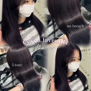 ロング カラー 暗髪🩶ラベンダー/ ブルー/ユウナ🤍のヘアスタイル