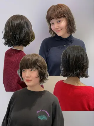 ショート パーマ 抜け感ボブ×パーマ ｜kazaneのヘアスタイル