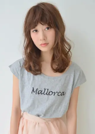 ミディアム カラー パーマ ✨ブリーチなし透明感 カラー✨ゆりかのヘアスタイル