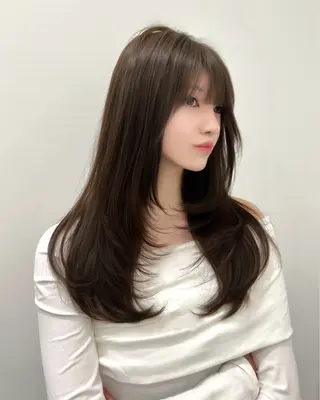 セミロング カラー ヘアアレンジ 艶カラー/髪質改善 顔まわり/内藤　輝のヘアスタイル