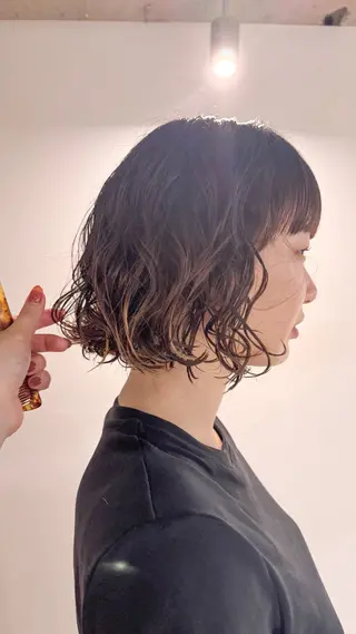 ミディアム パーマ saki/ハイトーン カラー/薬院のヘアスタイル