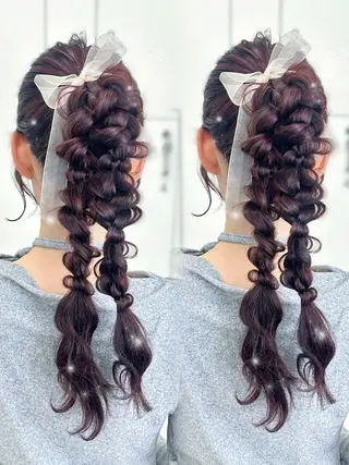 ヘアアレンジ 顔周りcut/ 艶ワンカラー♥ちさきのヘアスタイル