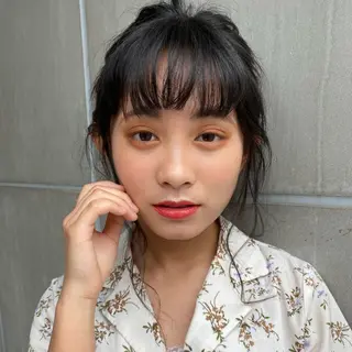 ミディアム カラー ヘアアレンジ たなか ちあきのヘアスタイル