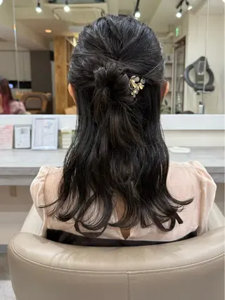 セミロング ヘアアレンジ 韓国風パーマ/ヘア セット/店長みづきのヘアスタイル