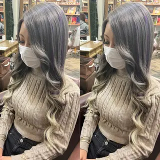 ロング カラー モモカ/ハイトーン /バレイヤージュのヘアスタイル