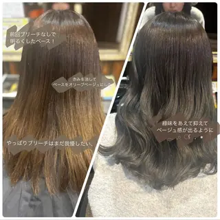 セミロング カラー 🌙透明感カラー／ 丁寧施術｜松本のヘアスタイル
