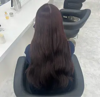 ロング 韓国ヘア/ブリーチ無 しWカラー/オリーブのヘアスタイル