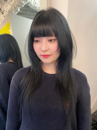 ロング ハッシュカット/ 韓国ヘア☽⋰mahoのヘアスタイル