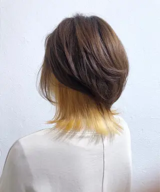 ミディアム カラー 韓国風/小顔レイヤー /艶カラーのヘアスタイル