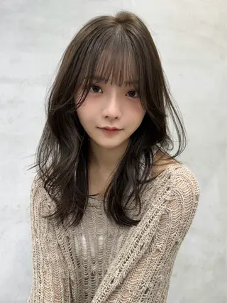 セミロング ブリーチダブルカラー ハイライト/山本喜熙のヘアスタイル