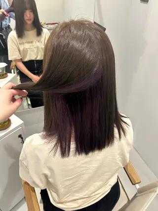 セミロング カラー ハイトーン/艶髪/ 暗髪/韓国/sanaのヘアスタイル