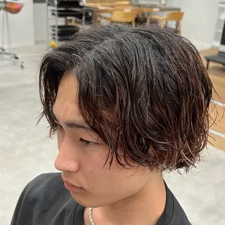 ミディアム パーマ メンズ メンズパーマ/波巻き 新潟/万代/夏芽🎀のヘアスタイル