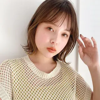 ミディアム カラー 🌱小顔ヘア/ボブ ミディアム/双葉🌱のヘアスタイル