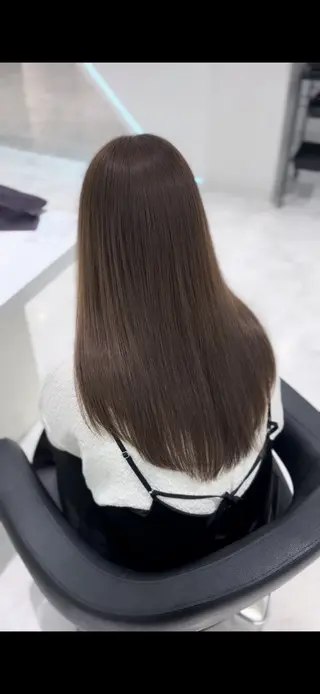ロング カラー ブリーチなし透明感 ×縮毛矯正🤍ユウのヘアスタイル