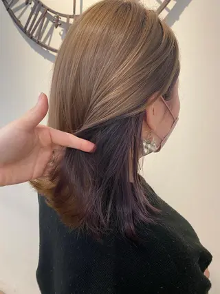 ミディアム カラー 川越 輝梨奈のヘアスタイル