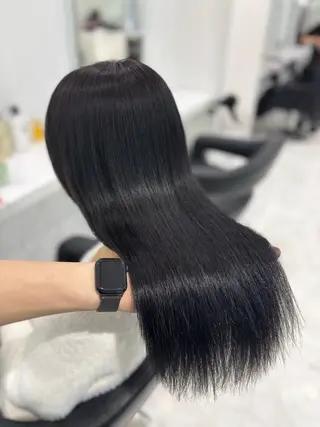 ロング カラー ブリーチなし透明感 ×縮毛矯正🤍ユウのヘアスタイル