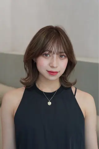 ミディアム カラー レイヤーカット/ くびれヘア佐藤大空のヘアスタイル