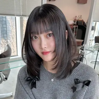 ミディアム 透明感ワンカラー梅田 ダブルカラー/川上のヘアスタイル