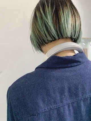 ショート カラー ボブパーマコテ巻き風 パーマNo1深江秀平のヘアスタイル