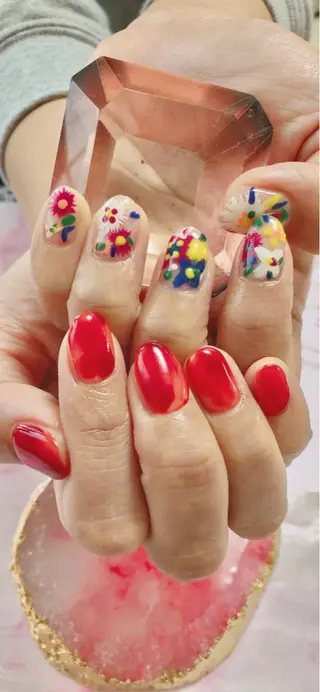 ミディアム カラー キッズ ネイル マツエク・マツパ 💎ビューティサロン 湘南　RIRAN💎のネイルデザイン