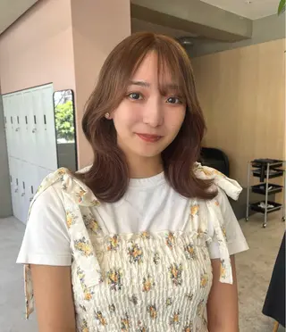 セミロング カラー ayaka♡ 柔らかカラーのヘアスタイル