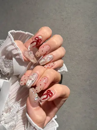 ネイル I-nailロング /ワンホン/キラキラのネイルデザイン