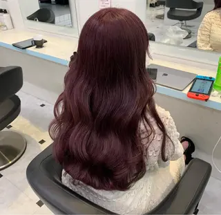 ロング 韓国ヘア/ブリーチ無 しWカラー/オリーブのヘアスタイル