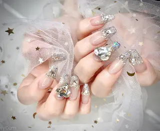 ネイル I-nailロング /ワンホン/キラキラのネイルデザイン