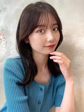 ミディアム カラー 顔周り/くびれヘア 韓国ヘア💕風間るなのヘアスタイル