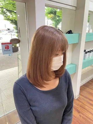 セミロング カラー 髪質改善/ストレート /透明感/西川奈穂のヘアスタイル