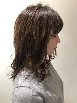 ミディアム レイヤー/韓国/ボブ 縮毛矯正/畠中ケントのヘアスタイル