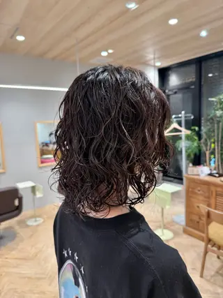 ミディアム パーマ 丸みボブ/メンズ /大山杏奈🌙のヘアスタイル