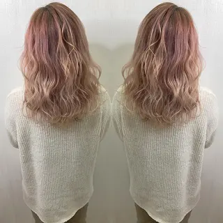 ミディアム カラー 横浜ブリーチムラ直し ハイトーン/ブリーチのヘアスタイル