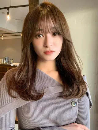 ロング カラー 透明感/オリーブ/ グレージュ/YUKAのヘアスタイル