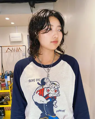 ミディアム パーマ 板谷みさき /艶ボブ/藤沢美容室のヘアスタイル