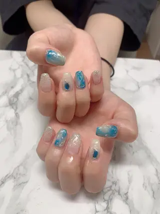 ネイル はな💎ネイル ワンホン、長さ出しのネイルデザイン