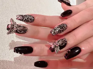 ネイル リボン、ガーリー パーツ放題専門店のネイルデザイン