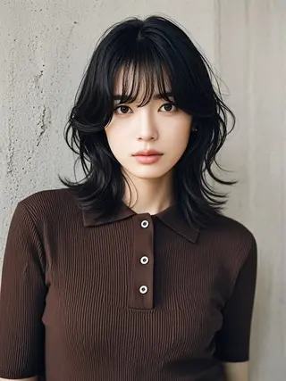 ミディアム ウルフカット 811 大阪梅田 ウルフのヘアスタイル