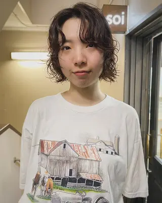 ミディアム パーマ 安部佑哉/ハイトーン /レイヤー/グランジのヘアスタイル