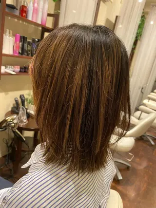 ミディアム 艶ｶﾗｰ｜ｽﾄﾚｰﾄ 🍟yuki🍟のヘアスタイル