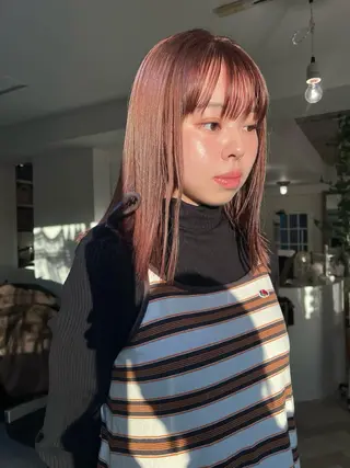 カラー ブリーチカラー🎀 韓国風/寺門美優のヘアスタイル