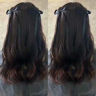 ロング ヘアアレンジ シールエクステ🎀 羽エクステ🌙しぇるのヘアスタイル