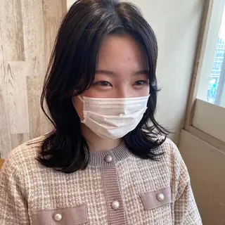ミディアム 顔周り/くびれヘア 韓国ヘア💕風間るなのヘアスタイル