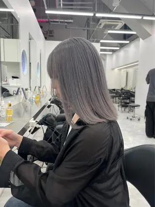 セミロング カラー ヘアアレンジ ‎🤍韓国ボブ/ 縮毛矯正🪽‪ひかりのヘアスタイル