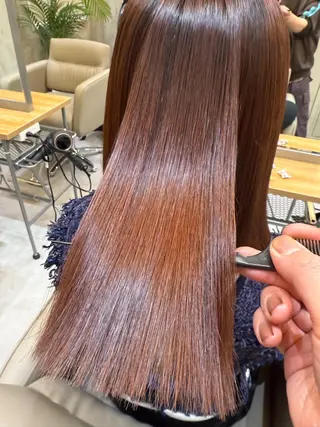 セミロング ✨赤味消しカラー✨ 韓国ヘア/古川恭平のヘアスタイル
