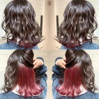 ミディアム カラー ヘアアレンジ 髪質改善×ハイトーン 中田啄也のヘアスタイル